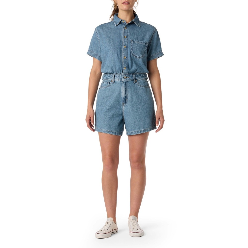 Signature by Levi Strauss Romper Womens XS Blue New Denim Summer Short Sleeve
